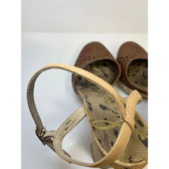 SAM EDELMAN Brown High Heel Cork Ankle Strap Sandals Women’s Size 9.5M - Picture 6 of 8